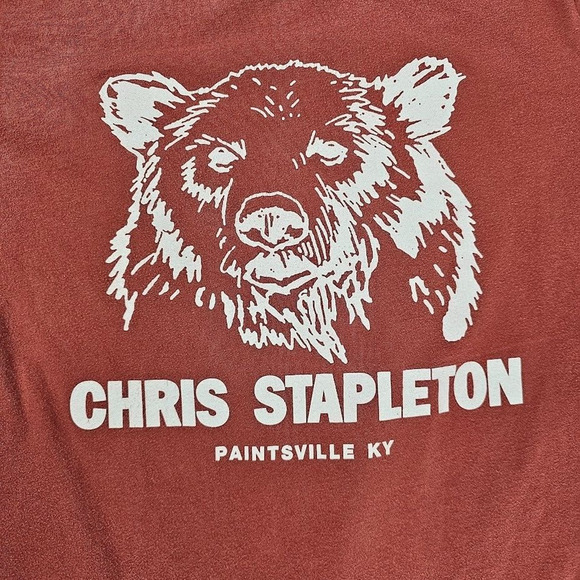 Chris Stapleton Men's Paintsville KY Bear T-Shirt Orange Unisex MEDIUM country - Picture 2 of 5